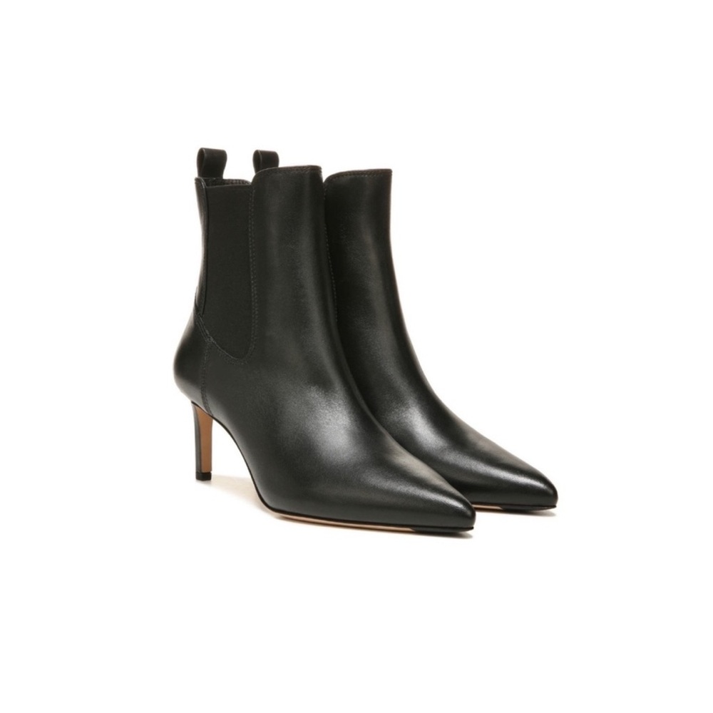Veronica Beard Black Leather Pointed Toe Ankle Booties